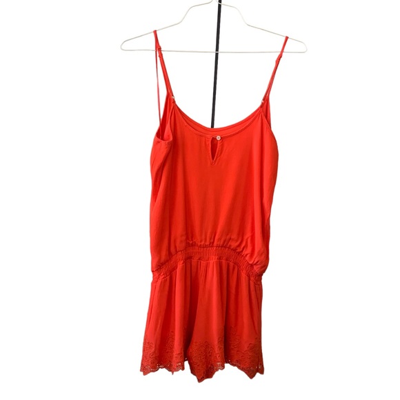 GIANNI BINI CORAL SPAGHETTI STRAP EMBROIDERED ROMPER - Picture 13 of 16